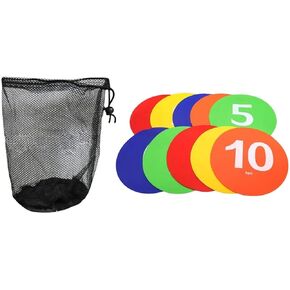 10 Pieces Numbered Floor Spots Markers with Storage Bag Round Floor Spot for Sport Activities Agility Drills Field Basketball in Kuwait