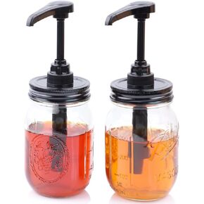 Glass Syrup Sauce Bottle with Dispenser Pump 16 Oz Mason Jar Honey Coffee Syrup Condiment Container Food Grade Airtight & Leak-Proof -2 Set in Kuwait