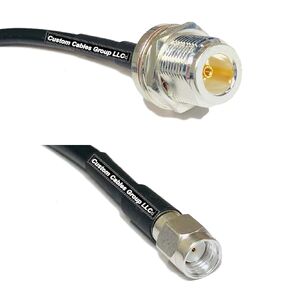 1 Foot RG58 Silver Plated N Female Bulkhead to RP-SMA Male RF Coaxial Cable in Kuwait