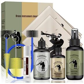 Complete Trombone Care Kit - Includes Polishing,Valve Oil,2 Cleaning Cloths,Slide Grease,and Cleaning Brush in Kuwait