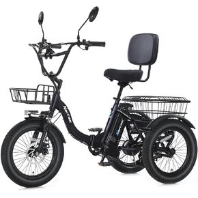 دراجة ثلاثية العجلات كهربائية للبالغين، دراجة كهربائية قابلة للطي بإطارات كبيرة، دراجات كهربائية بثلاث عجلات، ذروة 700 وات/1100 وات مع بطارية قابلة للإزالة وسلة كبيرة in Kuwait