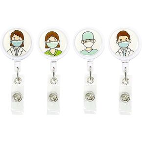 6 Pcs Nurse Badge Reel, Cute Heart Rate & Stethoscope Designs, Retractable ID Badge Holder Clips, Funny Nurse Accessories for Doctors, Nurses, Medical Staff, Gift for Healthcare Workers(6pcs-Style A) in Kuwait
