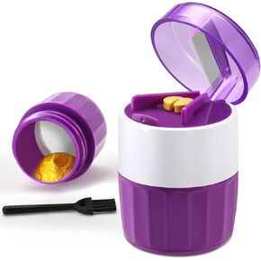 3-in-1 Pill Crusher and Pill Cutter, Pills Crusher Fine Powder with Stainless Steel Grinding Head, Pil Grinder with Storage for Tablets, Cutter Splitter for Small and Tiny Pills (Purple) in Kuwait