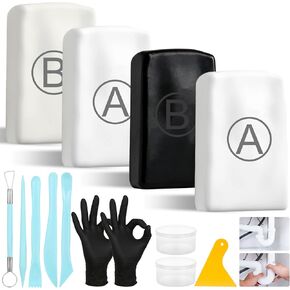 Epoxy Putty - 200g A&B Black Putty Stick Fix Leaks Cracks, 200g Fast Repair AB White Epoxy Putty Fill Holes Sculpting Modeling Building - Epoxy Sculpt Clay for Metal, Ceramics, Plastic, Wood, Tile in Kuwait