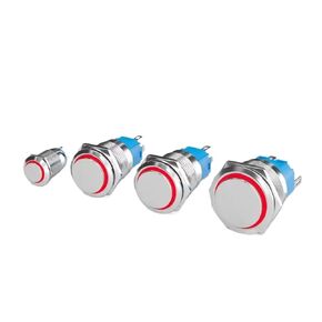 1PCS 12mm 16mm 19mm 22mm Metal Push Button Switch on Off Power LED Light Waterproof Extended Circle 3v 6v 12v 24v 110v 220v ip65(Blue,16MM_Latching Reset_9-30V(12V)) in Kuwait