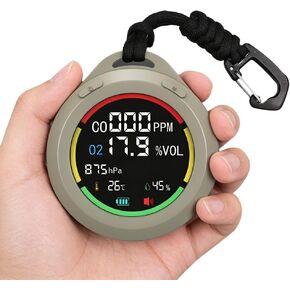 جهاز مراقبة جودة الهواء المحمول 5 في 1 من GZAIR، وكاشف أول أكسيد الكربون والأكسجين مع درجة الحرارة والرطوبة والضغط الجوي، وإنذار السلامة والإضاءة الخلفية الملونة للمنزل، والمرآب، والمركبات الترفيهية، والتخييم in Kuwait