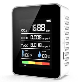 CO2 Detector Air Quality Monitor Indoor,5-in-1 Formaldehyde/CO2/TVOC/Temperature (°F/°C)/Humidity Monitor,Portable Carbon Dioxide Detector for Home,Office,Classroom & Indoor Safety Monitoring (Milky) in Kuwait