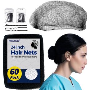 100pcs Hair Nets Set for Food Service Workers, 60pcs 24inch Invisible Hairnets & 40pcs Bun Bobby Pins for Buns, Women/Men, Ballet Dancers (Black) in Saudi Arabia