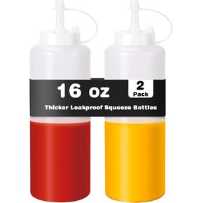 عبوة من قطعتين من Rainspire بسعة 16oz، زجاجات ضغط بهار سميكة ومتينة ومضادة للتسرب للصلصات/الزيوت/الفنون والحرف اليدوية، آمنة للاستخدام في غسالة الأطباق، باللون الأبيض in Kuwait