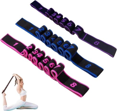 3PCS Fitness Resistance Band for Stretching and Yoga,Number Stretch Resistance Band with Clear Markings,8-Section Elastic Training Bands for Full Body Stretching Shaping in Saudi Arabia