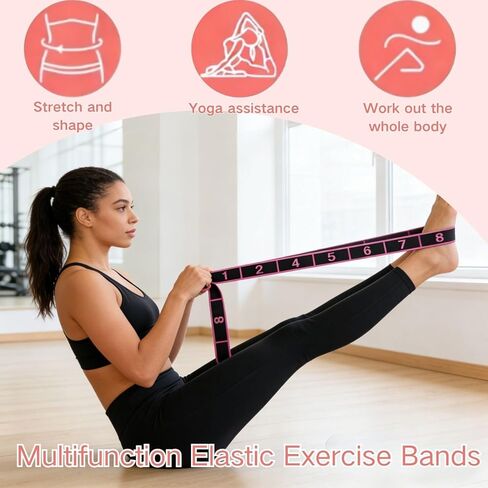 3PCS Fitness Resistance Band for Stretching and Yoga,Number Stretch Resistance Band with Clear Markings,8-Section Elastic Training Bands for Full Body Stretching Shaping in Saudi Arabia