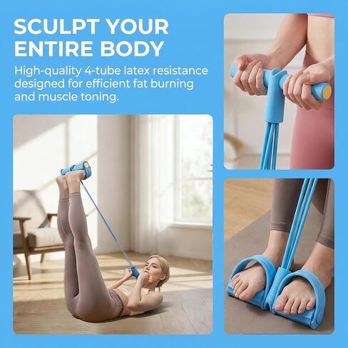 حزام Luxero Gentle Fit - أحزمة مقاومة من السيليكون المتينة مصممة خصيصًا للتدريبات المنزلية واللياقة البدنية - تمرين لكامل الجسم، تتميز بمقابض غير قابلة للانزلاق، مثالية لحرق الدهون وتوحيد لون البشرة in Kuwait