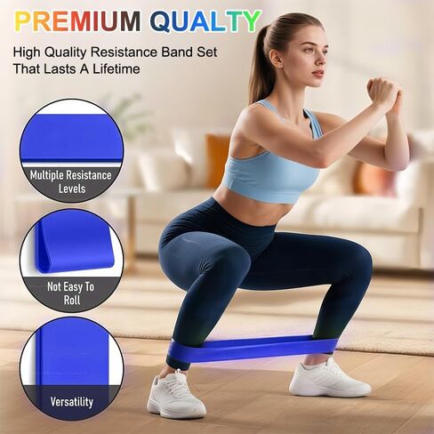 5 Pack Resistance Bands for Working Out, Elastic Loop Exercise Band Set with 5 Resistance Levels, Multi-Colored Workout Bands for Full Body Training, Strength Building, Yoga, Pilates, 23.6×2 Inches in Saudi Arabia