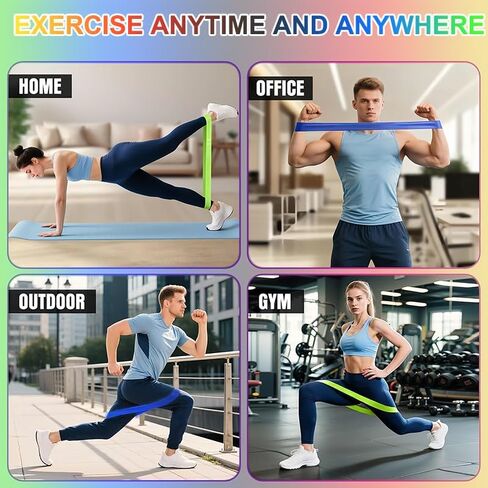 5 Pack Resistance Bands for Working Out, Elastic Loop Exercise Band Set with 5 Resistance Levels, Multi-Colored Workout Bands for Full Body Training, Strength Building, Yoga, Pilates, 23.6×2 Inches in Saudi Arabia