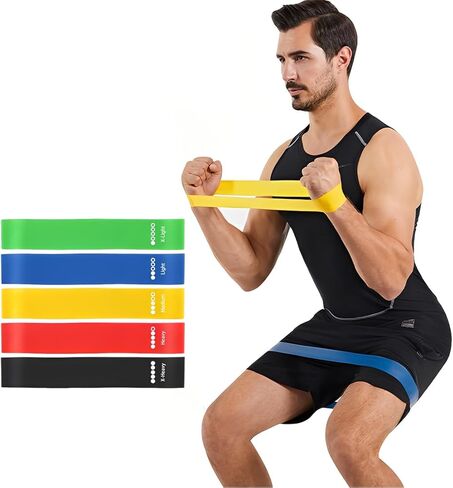5 pcs Exercise Resistance Bands Set, Elastic Workout Loops for Physical Therapy, Yoga, Stretching, Pilates and Booty Legs Training in Saudi Arabia
