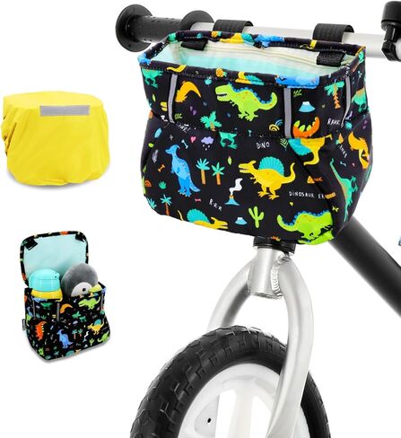 ANZOME Kids Bike Basket, Colorful Blocks Large Bicycle Basket, Bicycle Handlebar Bag, Waterproof Fabric Colorful Bike Basket for Women, Men, Kids in Kuwait