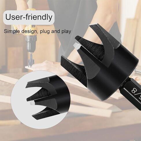 مجموعة لقم مثقاب قاطعة من الخشب الأسود مكونة من 8 قطع، قاطعة قابس متينة، لقم مثقاب مستقيمة ومدببة 1/4 بوصة، 5/8 بوصة، 3/8 بوصة، 1/2 بوصة مع ساق سداسية 1/4 بوصة، أداة قطع للخشب in Kuwait