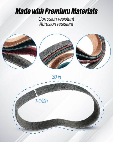 4 Pcs 1-1/2 x 30 Inch Grits Non Woven Surface Conditioning Sanding Belts Fit for Pipe Tube Polisher Sander Metal Pole and Metal Fabricators Profession Sander Belt 60 Grit 120 Grit 240 Grit 600 Grit in Saudi Arabia