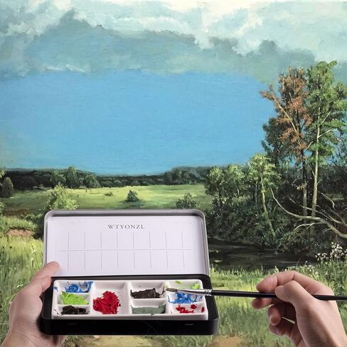 لوحة ألوان مائية ، لوحة السيراميك المحمولة 9 بئر ، مربع الطلاء المعدني بالملوحة الرطبة الفارغة مع لوحة الخزف (مربع سيلف) in Kuwait