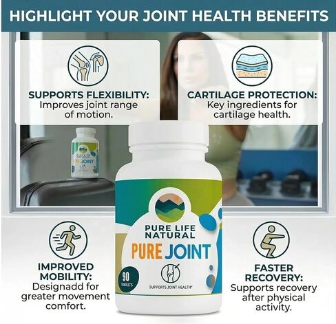 Pure Joint – Glucosamine Chondroitin MSM - Joint Support Supplement – Joint Mobility & Cartilage Support – 90 Tablets by Haidy Cruz in Saudi Arabia