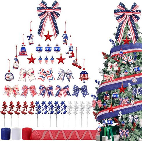 43 Pcs Summer Tree Ornaments Decorations Summer Tree Topper Flip Flop Funny Beach Sunglasses Flamingo Doll Pineapple Hanging Ornaments Ribbon and Faux Flowers for Luau Hawaii Party Supplies in Kuwait