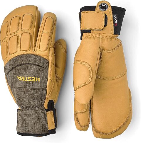 Hestra Vertical Cut CZone 3-Finger Leather Winter Glove - Windproof and Waterproof, Versatile 3-Finger Glove for Skiing, Snowboarding and Snow in Saudi Arabia