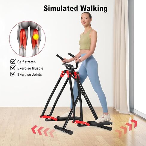 HOTWAVE Air Walker Exercise Machine, Home Space Walker Aerobic Stepper, Foldable Elliptical for Small Spaces - Cross Trainer Glider Exercise Machine for Men and Women Fitness Equipment in Kuwait