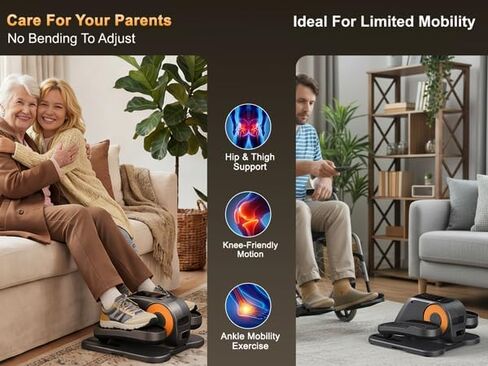 آلة بيضاوية الشكل تحت المكتب، تمرين ساق هادئ للمكتب المنزلي والبالغين وكبار السن، جهاز تحكم عن بعد، 12 سرعة، 3 أوضاع تلقائية، للأمام/الخلف، مجمعة بالكامل، رمادي in Kuwait