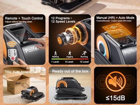 آلة بيضاوية الشكل تحت المكتب، تمرين ساق هادئ للمكتب المنزلي والبالغين وكبار السن، جهاز تحكم عن بعد، 12 سرعة، 3 أوضاع تلقائية، للأمام/الخلف، مجمعة بالكامل، رمادي in Kuwait