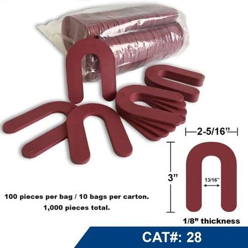 Red 1/8" x 2-5/16" x 3" Horseshoe Shims - 100 Shims in Saudi Arabia