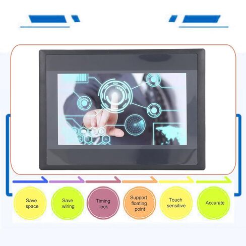 لوحة عرض TFT LCD مقاومة تعمل باللمس HMI صناعية مقاس 7 بوصة مع 800 × 480 12 مدخلاً و8 مخرجات لأنظمة التحكم PLC والأتمتة الصناعية لـ FX3U 20 40 48MRT DC4V 1A in Kuwait