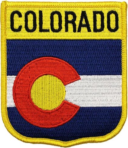 Colorado Flag Embroidered Iron on/Sew on State Shield Patch with Gold Border in Kuwait