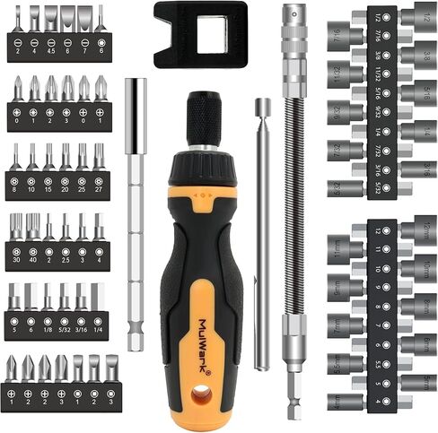 MULWARK Screwdriver Bits & Socket Set 77 Pieces, Ratchet Screwdriver Set with Case, Multipurpose Tool Kit for DIY & Professional Use Gift for Men, Bit Set, Complete Screwdriver Set for Home & Garage in Kuwait