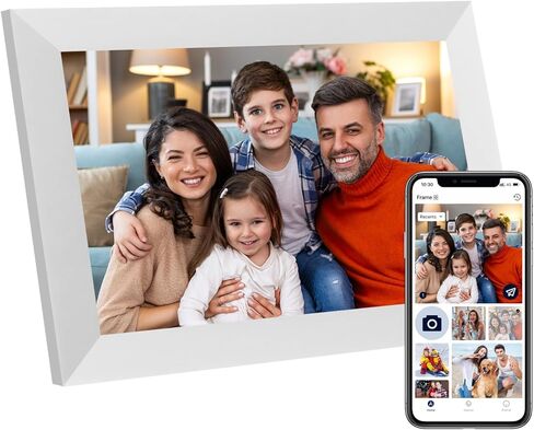 Anna Bella Digital Picture Frame 10.1 Inch IPS HD Touch Screen WiFi Smart Digital Photo Frame with 32GB Storage, Auto-Rotate, Easy Setup to Share Photos or Videos Remotely via AiMOR APP White in Kuwait