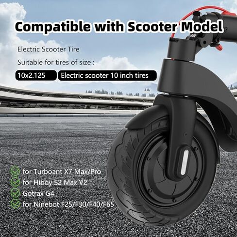 إطار صلب 10x2.125، استبدال الإطارات 10 بوصة، إطار بدون أنبوب لسكوتر كهربائي Segway Ninebot F20/F25/F30/F40/F65/D18W/D28U/D38U Gotrax G4/XR/V2 Hiboy S2 Pro (عبوتان) in Saudi Arabia