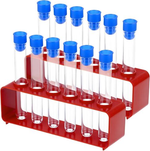 QWORK 2-Rack Laboratory Test Tube Set with Airtight Cap & 12 Transparent Scientific Test Tubes, Party Decorations Shot Tubes in Saudi Arabia