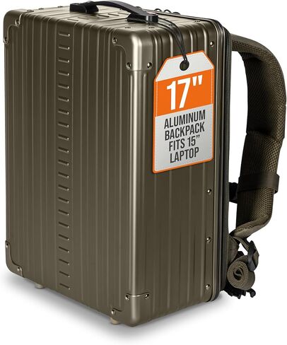 Aleon 17" Hybrid Aluminum Backpack for men and women. Fits up to 16" Laptop. Business Travel Laptop Backpack- Black Aluminum hard side, lightweight, perfect for city commuting, in Kuwait