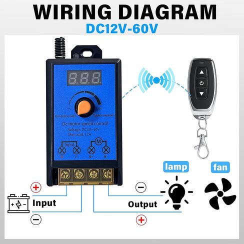 Wireless DC Motor Remote Control Switch,DC 12V-60V 12A M29B Motor Speed Controller Remote Control Switch,Wireless Remote Switch with 100 ft Range,Suitable for Various DC Motors,Lighting Fixtures,Fan. in Kuwait