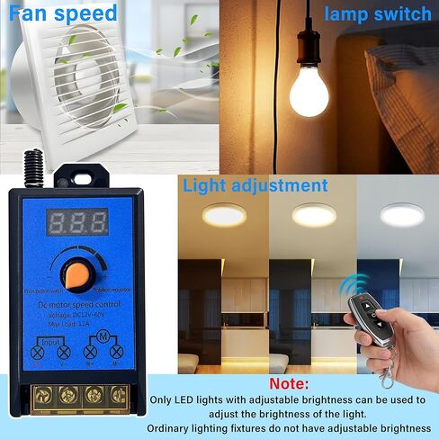 Wireless DC Motor Remote Control Switch,DC 12V-60V 12A M29B Motor Speed Controller Remote Control Switch,Wireless Remote Switch with 100 ft Range,Suitable for Various DC Motors,Lighting Fixtures,Fan. in Kuwait