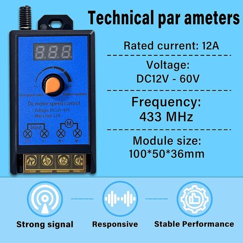 Wireless DC Motor Remote Control Switch,DC 12V-60V 12A M29B Motor Speed Controller Remote Control Switch,Wireless Remote Switch with 100 ft Range,Suitable for Various DC Motors,Lighting Fixtures,Fan. in Kuwait