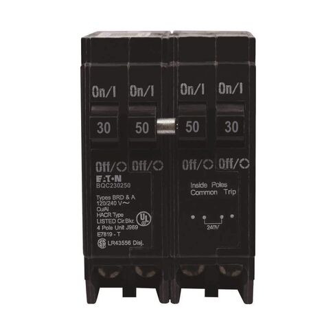 Eaton BQC230250 Quad Breaker One 2 Pole 30 Amp And One 2 Pole 50 Amp Common Trip, 1 " x 1 " x 1" in Saudi Arabia