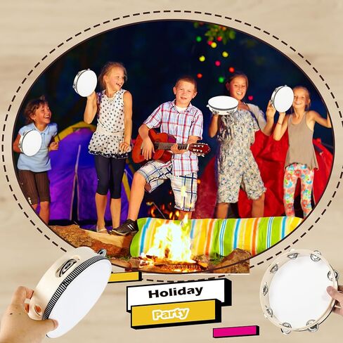 12 Pcs 6 Inch Adult Wedding Tambourines Drum Wooden Hand Held Drum Bell Tambourine with Metal Jingles Musical Instruments Percussion for Church Wedding Dance in Kuwait