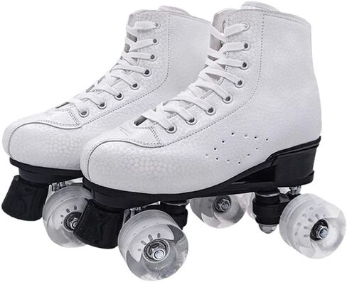 Quad Roller Skate Women's Skates Adult/Men and Women Universal Outdoor Classic Roller Skates with a glutinous Wheel is The Best Gift for Beginners (White 2 3) in Saudi Arabia