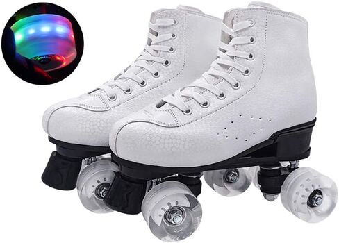 Quad Roller Skate Women's Skates Adult/Men and Women Universal Outdoor Classic Roller Skates with a glutinous Wheel is The Best Gift for Beginners (White 2 3) in Saudi Arabia