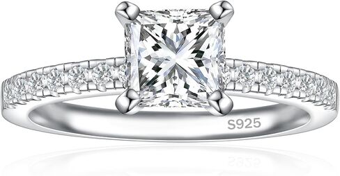JALOKIVI 1.4CT 925 Sterling Silver Engagement Rings for Women Princess Cut Halo Cubic Zirconia Promise Wedding Rings Gold Size 8 in Saudi Arabia