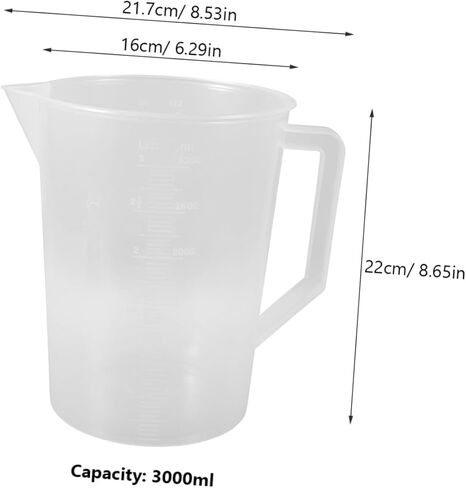 PartyKindom 3000ml Plastic Measuring Cup Graduations Wide Mouth for Spill-Free Pouring Sturdy Lab Beaker for Kitchen and Laboratory Measurements in Saudi Arabia