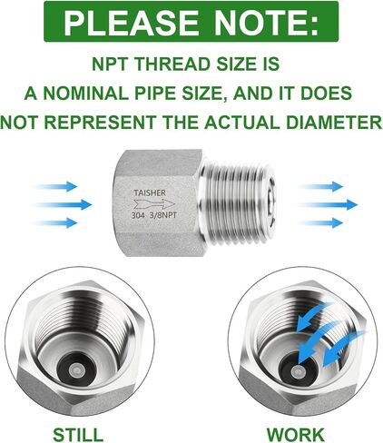 TAISHER 2PCS 304 Stainless Steel 3/8" NPT Male x 3/8" NPT Female Check Valve,Backflow Prevention,One Way Non-Return Check Valve in Saudi Arabia