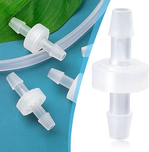 4 عبوات صمام فحص 1/4 بوصة، بلاستيك PVDF ذو اتجاه واحد لخرطوم بارب، صمام فحص مقاوم للأوزون غير المرتجع لتغذية مدخل الهواء والوقود والسائل - أبيض in Kuwait