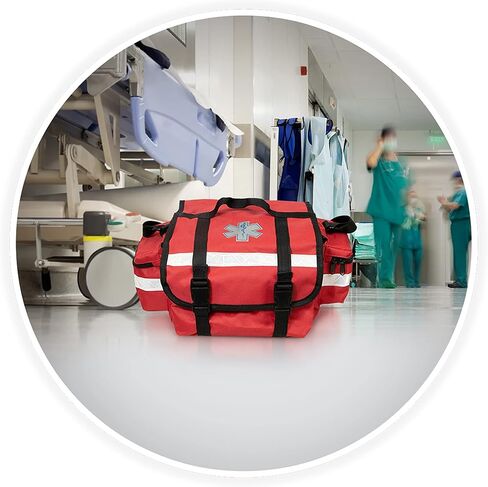 ASA TECHMED Empty First Aid Bag Red 17 x 9 x 7, Professional EMT Bag and Medic Bag Organizer, Versatile Medical Bag for EMS Gear, Med Bag Storage for Workplace, Vehicle or Home Preparedness in Saudi Arabia