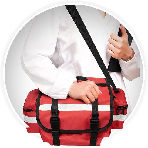 ASA TECHMED Empty First Aid Bag Red 17 x 9 x 7, Professional EMT Bag and Medic Bag Organizer, Versatile Medical Bag for EMS Gear, Med Bag Storage for Workplace, Vehicle or Home Preparedness in Saudi Arabia